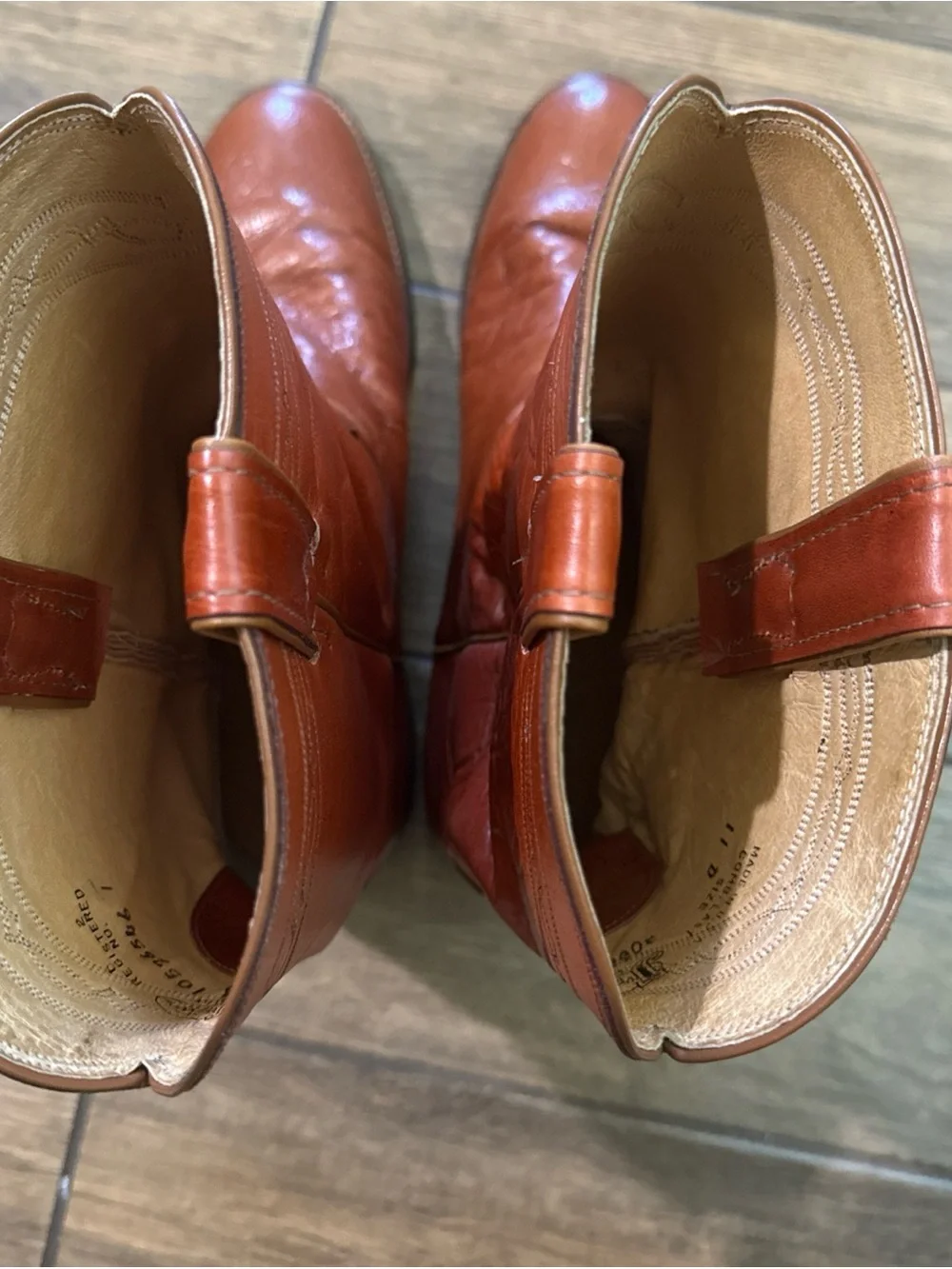 Justin 3068 Exotic Roper Boot Cognac Smooth Ostrich Preloved Boots Size 11D